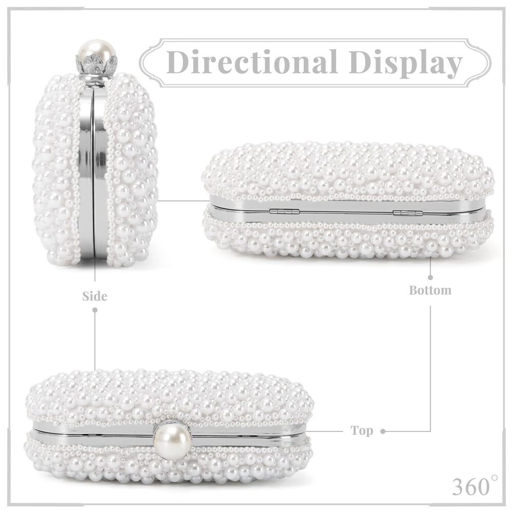5599 Pearl Evening Handbags Beaded Clutch Purses for Wedding Bridal Party - Picture 4 of 7
